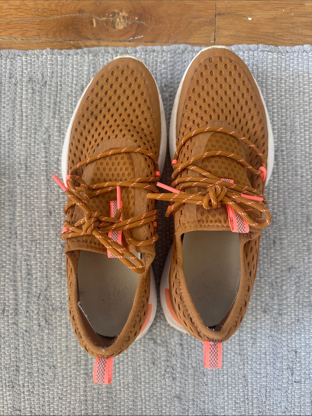 Sorel Brown Athletic Slip-On Sneakers with Coral Accents